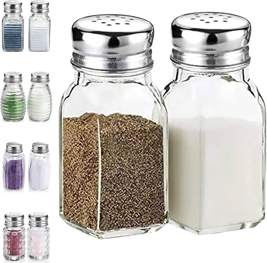 Salt and Pepper Shakers Set,DWTS DANWEITESI Salt Shaker with Stainless Lid-Glass Spice Jars Kitch... | Amazon (US)