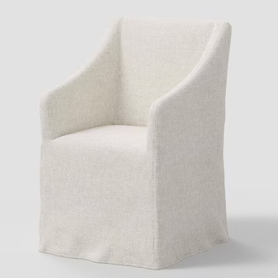 Sloped Arm Dining Chair Replacement Slipcover Only in Performance Textured Weave Flax - Threshold... | Target
