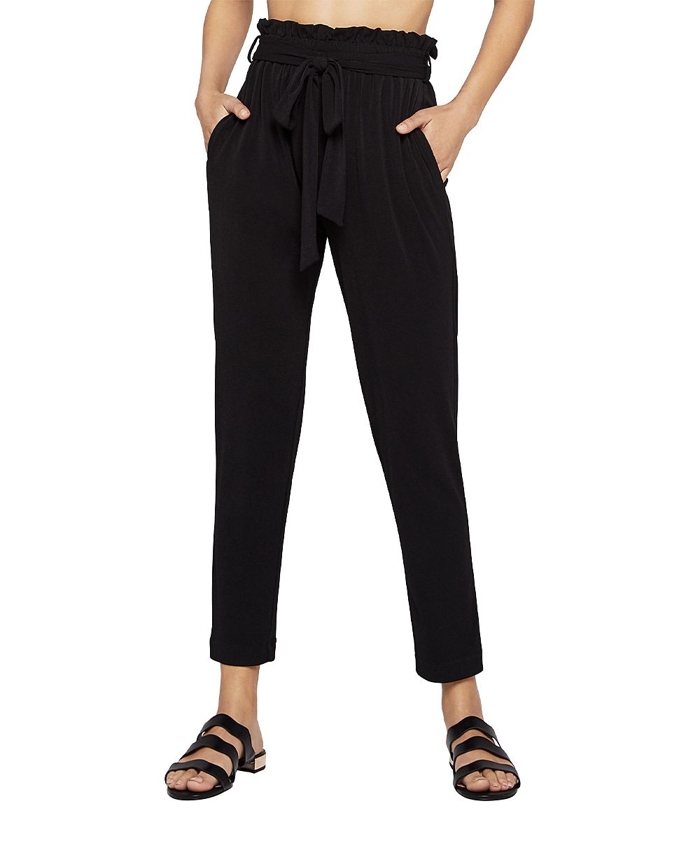 BCBGeneration Women's Casual Pants BLACK - Black Paperbag Pants - Women | Zulily