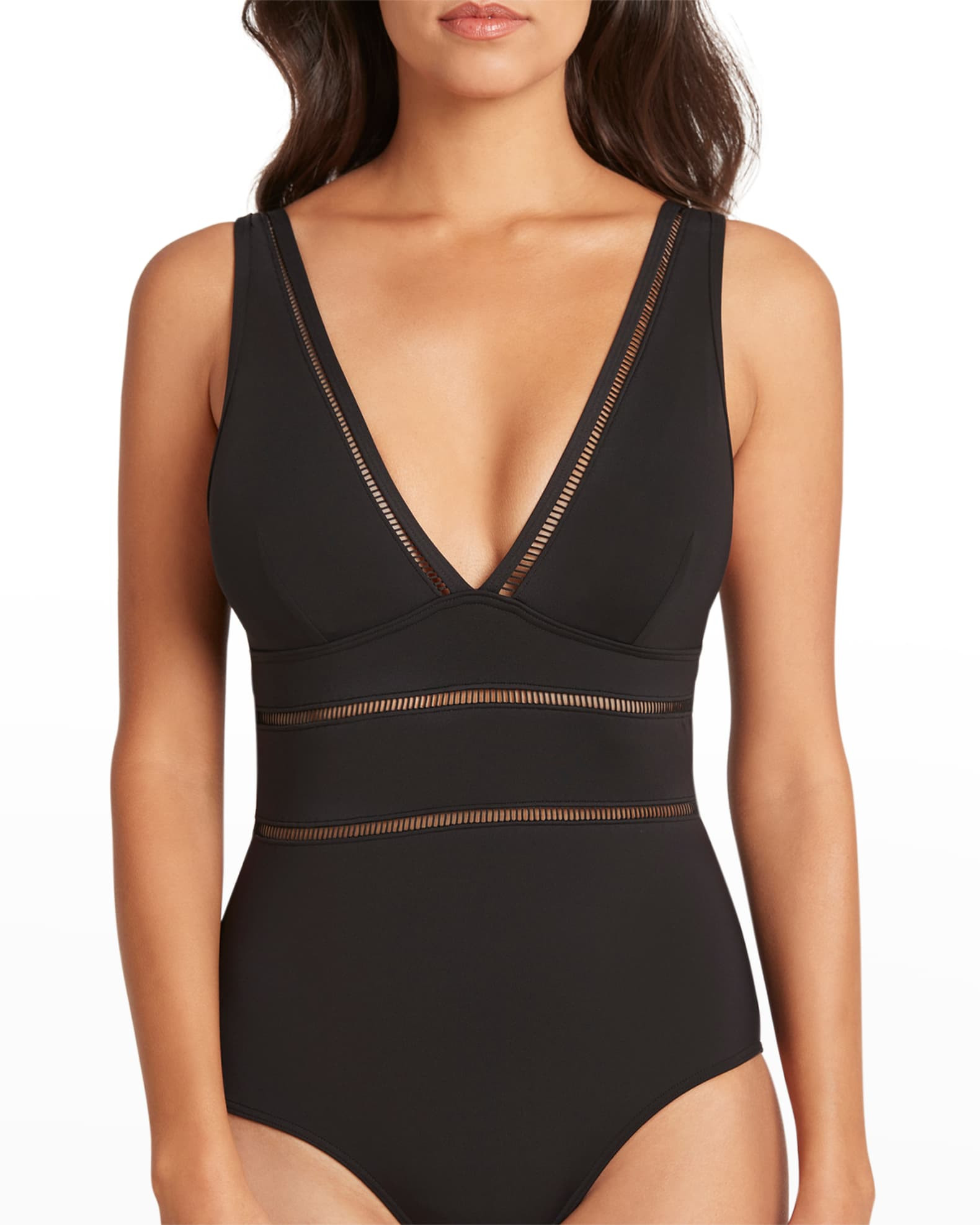 Essentials Spliced One-Piece Swimsuit | Neiman Marcus