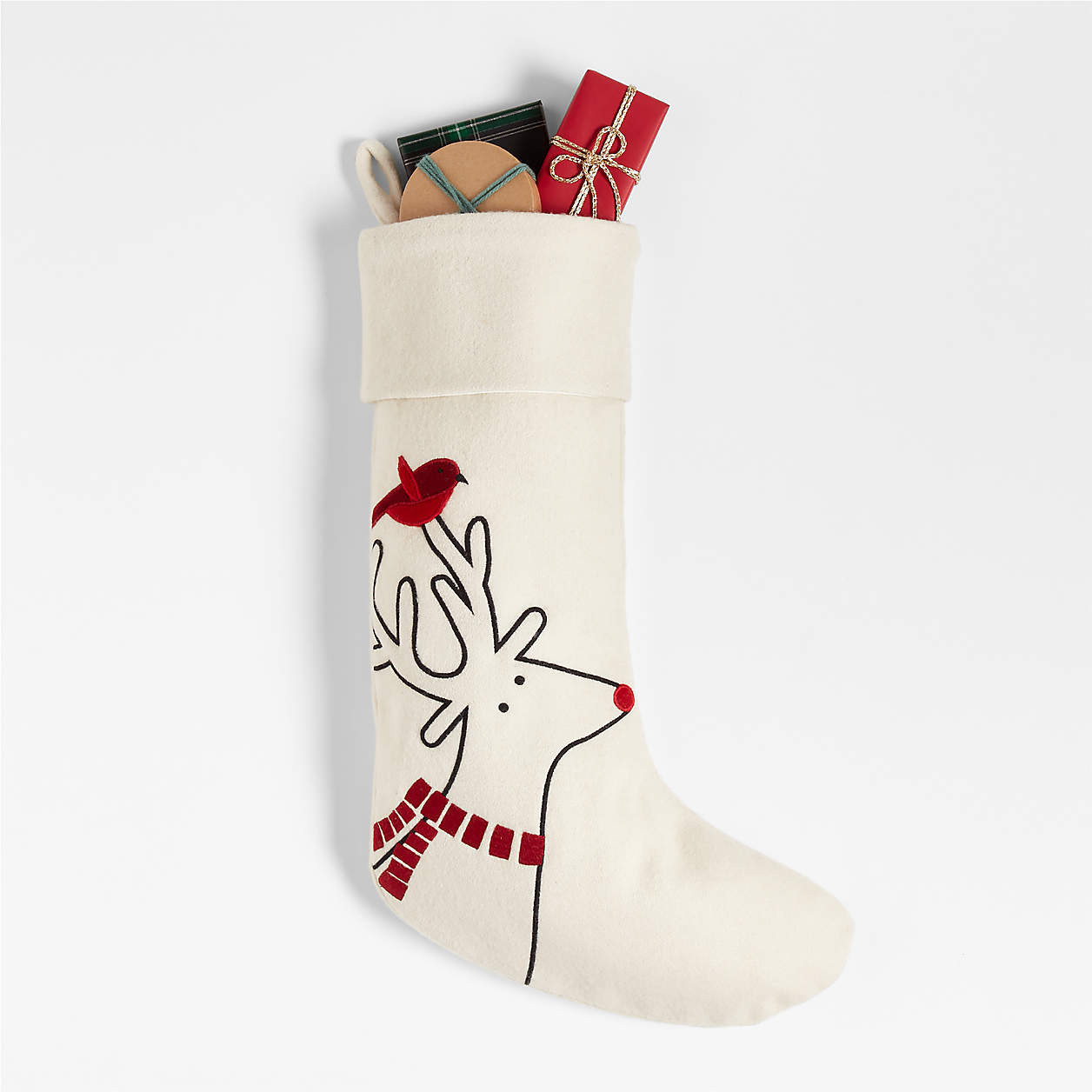 Arctic Friend Reindeer Christmas Stocking by Joan Anderson + Reviews | Crate & Barrel | Crate & Barrel