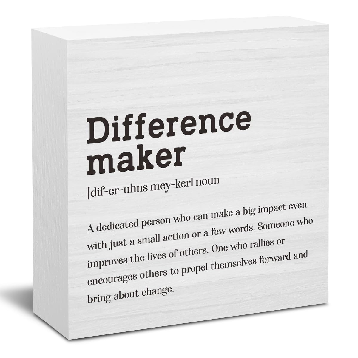 Difference Maker Definition Home Office Decor Wooden Box Sign, Motivational Farmhouse Decorative Positive Office Desk Accessories Wood Plaque Affirmations Wood Table Sign for TV Cabinet Shelf | Amazon (US)