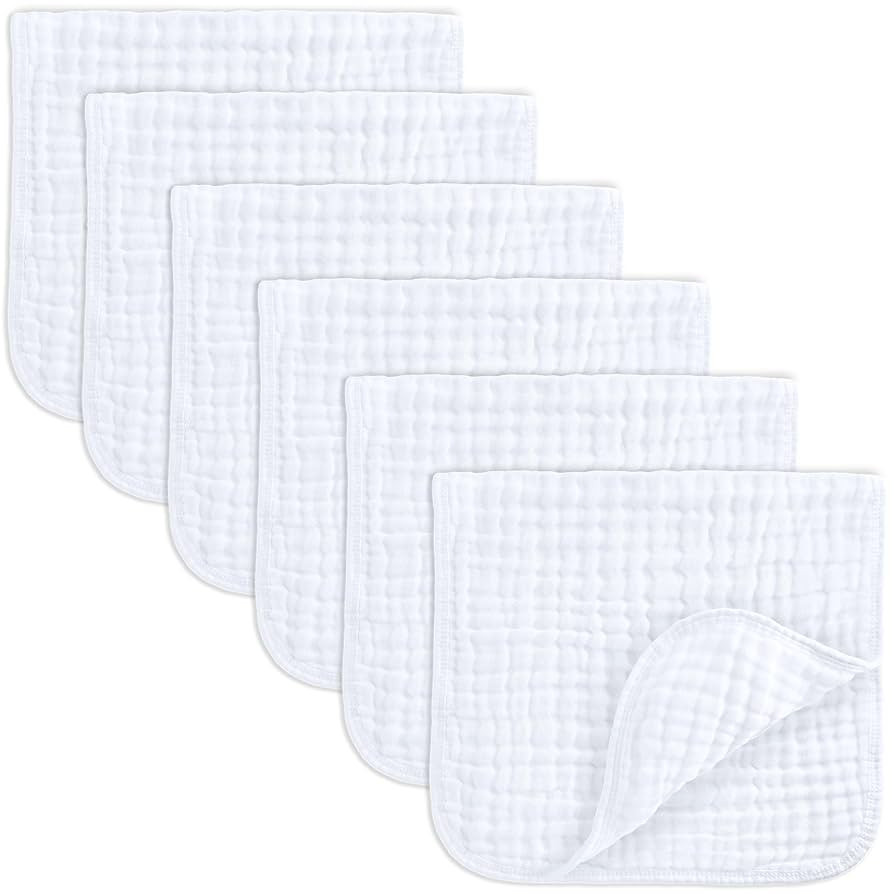 Comfy Cubs Muslin Burp Cloths 20" x 10", Pack of 6 - Large, 6-Layer, Ultra Absorbent 100% Cotton ... | Amazon (US)