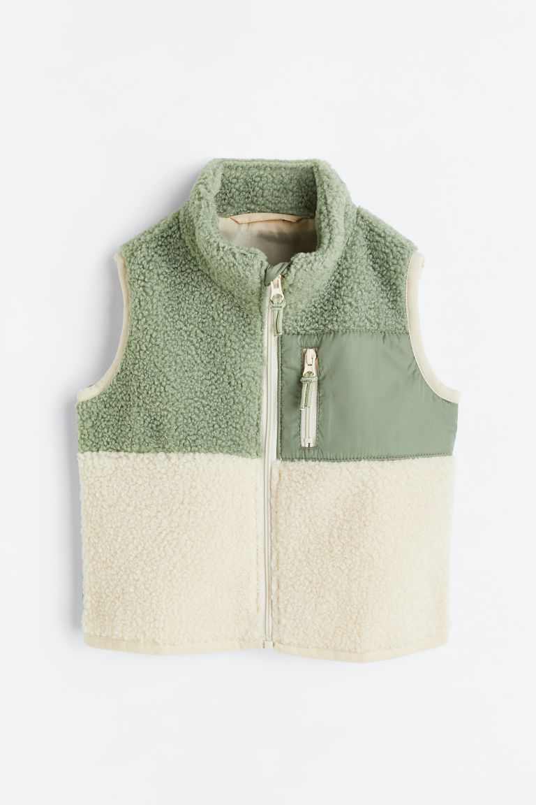H & M - Teddy Fleece Vest - Green | H&M (US)
