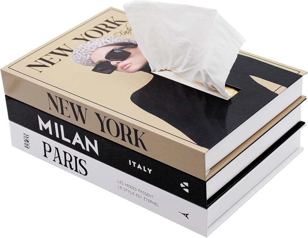 Senea Kay Rectangular Tissue Box Cover - Decorative Faux Book Tissue Box Cover, Rectangular Tissu... | Amazon (US)