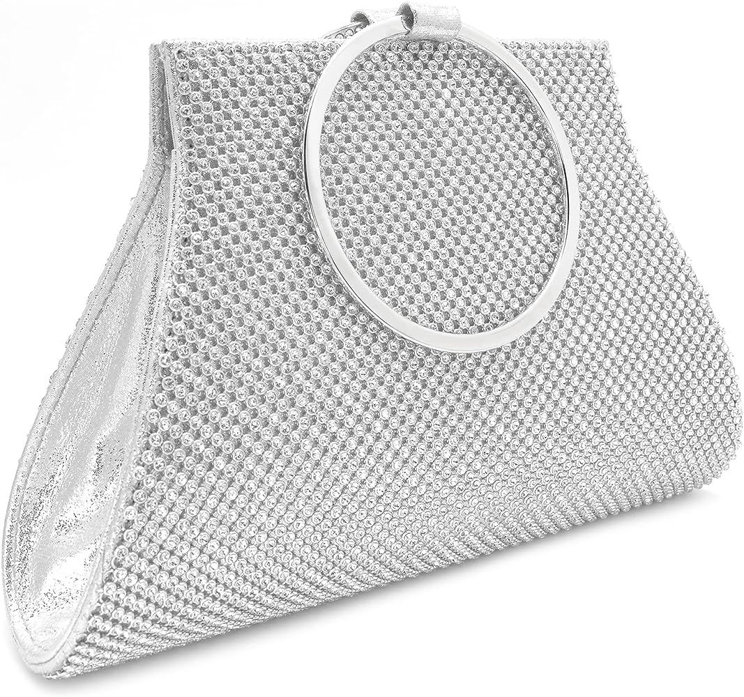 MOSSMON Crystal Clutch Purses Bride and Bridesmaid Handbag Elegant Wristlet Evening Bag for Women | Amazon (US)