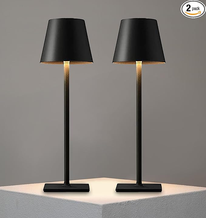 2 Pack Cordless Table lamp, 5200mAh Battery Operated Lamp,3 Color Stepless Dimming Desk Lamp,IP54... | Amazon (US)