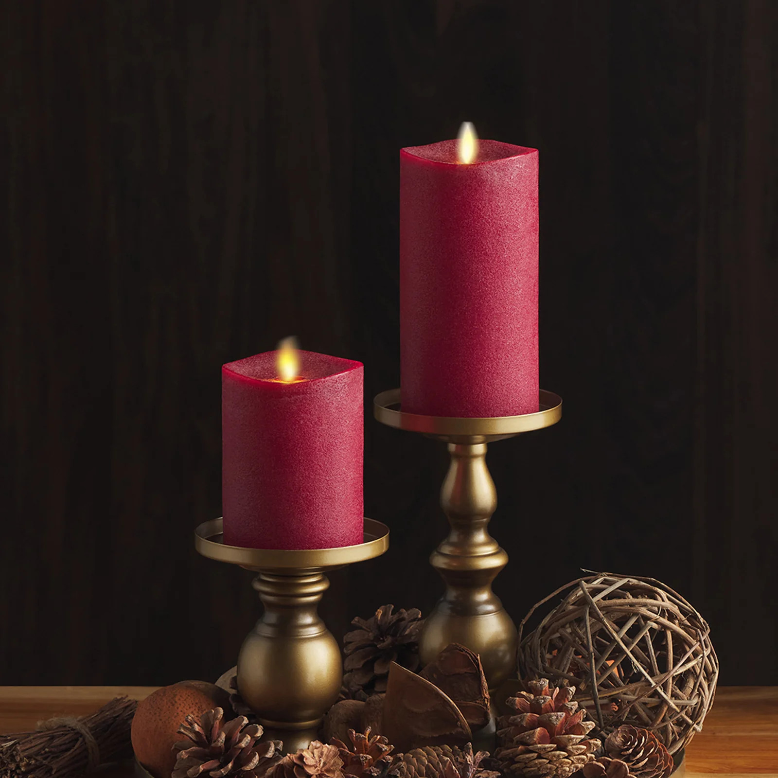 Chalky Red Flameless Candle Pillar | Luminara