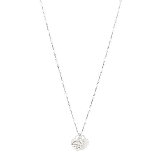 TIFFANY Sterling Silver Mini Return to Tiffany Double Heart Tag Pendant Necklace | FASHIONPHILE (US)