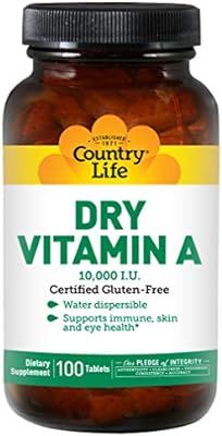 Country Life Dry Vitamin A, 10000 IU - 100 Tablets | Amazon (US)