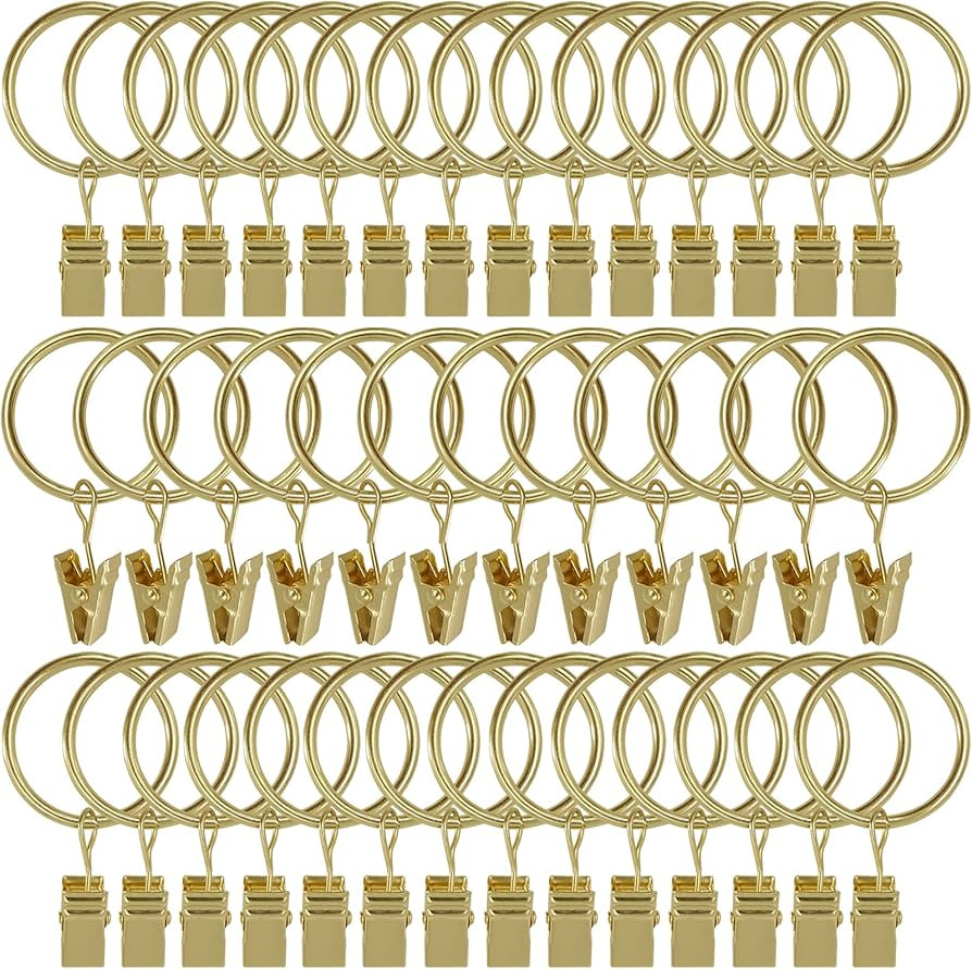 40 Pack Curtain Rings with Clips, Drapery Clips with Rings, Drapes Rings 1.26 in Interior Diamete... | Amazon (US)