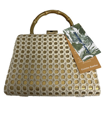 TOMMY BAHAMA Small Bag Gold Bamboo Handle Chain Shoulder Strap Summer New | eBay US