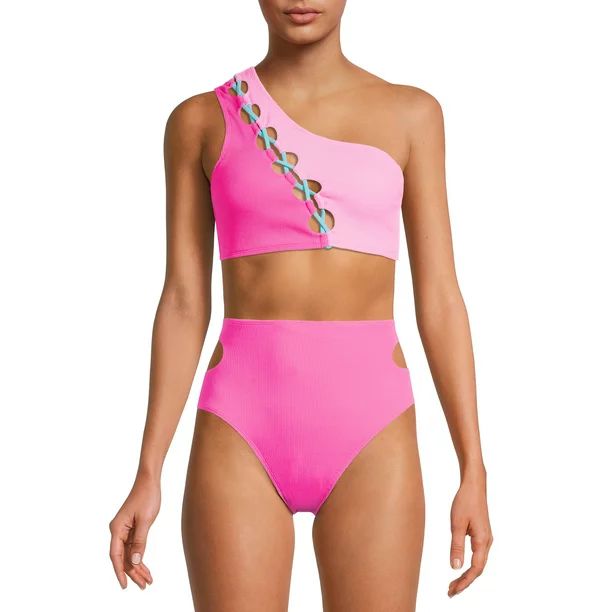 No Boundaries Junior's Subtle Popcorn Tie Front Bikini Top | Walmart (US)