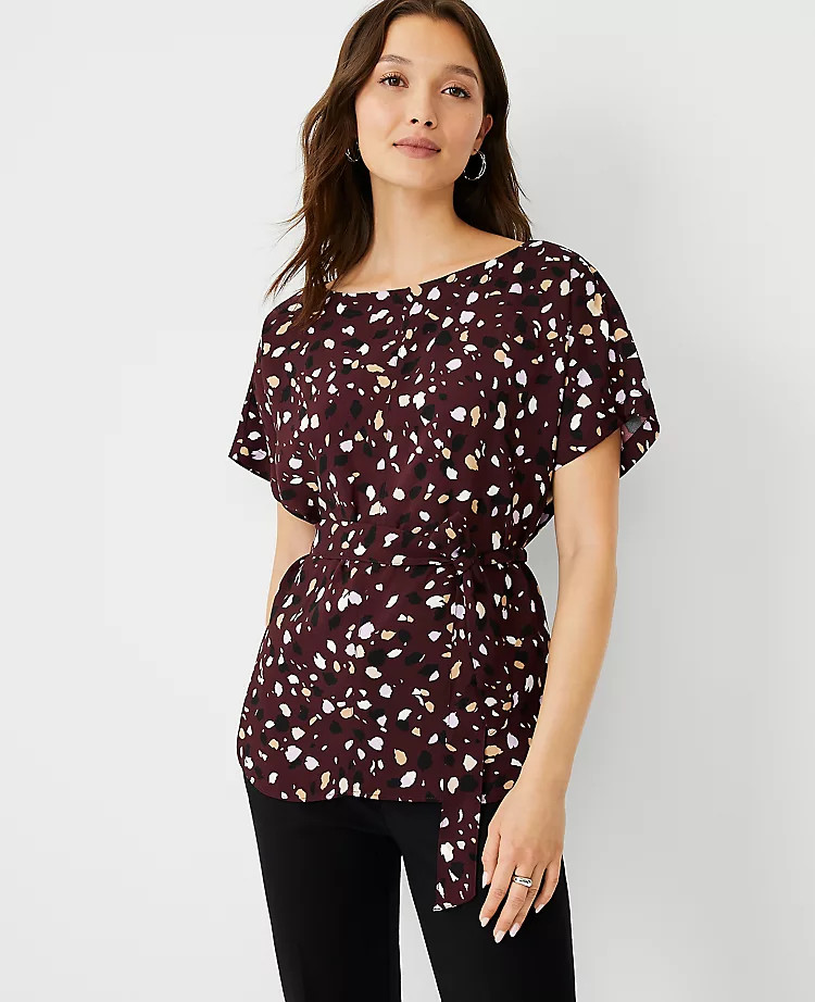 Swirly Spot Belted Dolman Top | Ann Taylor (US)