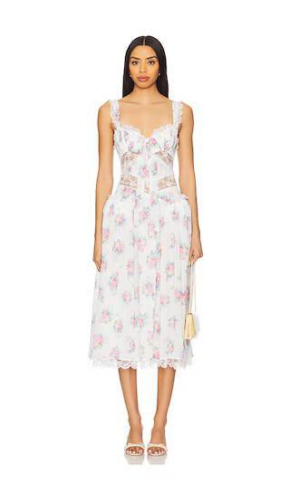 For Love & Lemons Doily Bouquet Midi Dress in White. - size M | Revolve Clothing (Global)