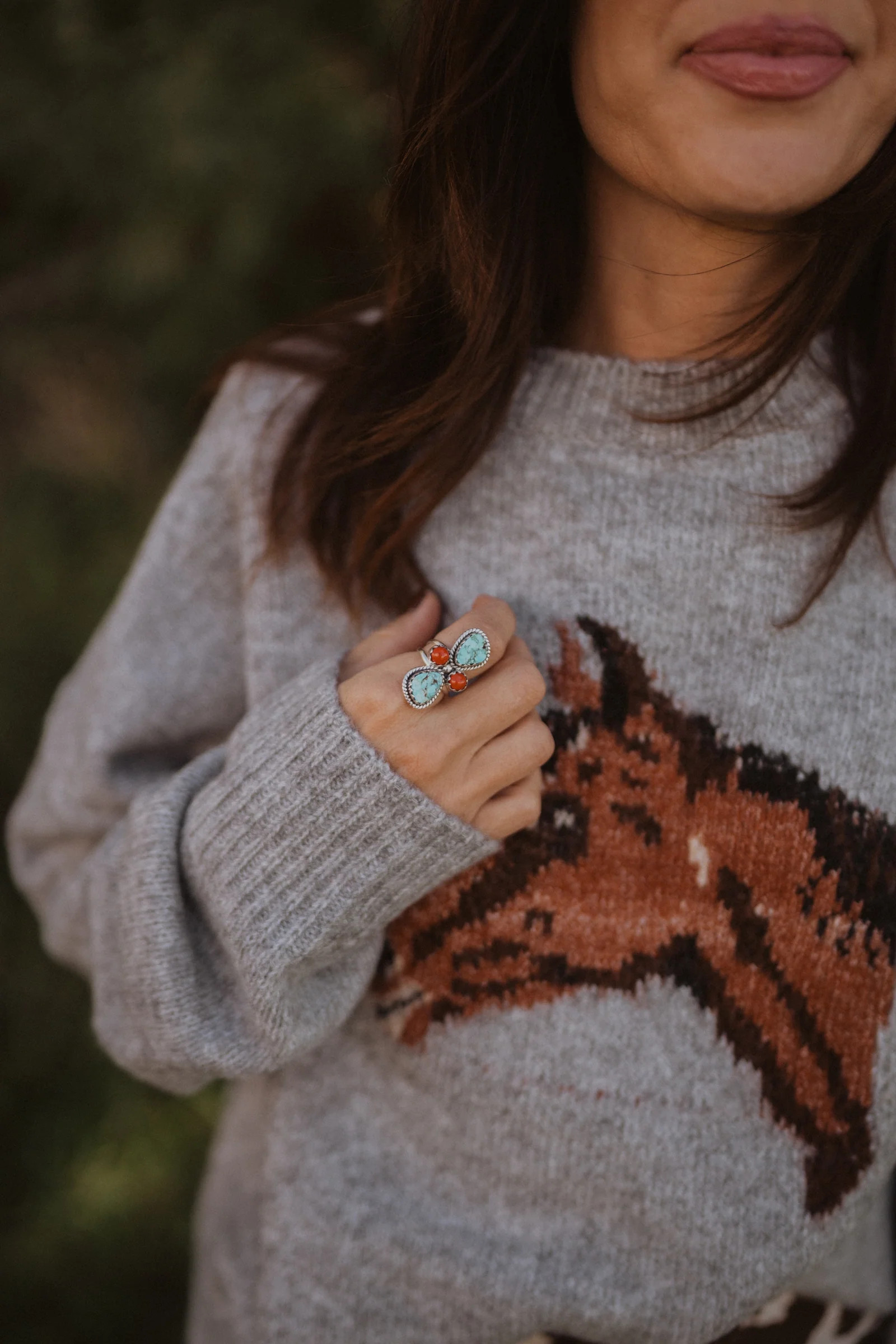 Walker Ring | Turquoise + Coral | Goldie Lew Jewelry, LLC