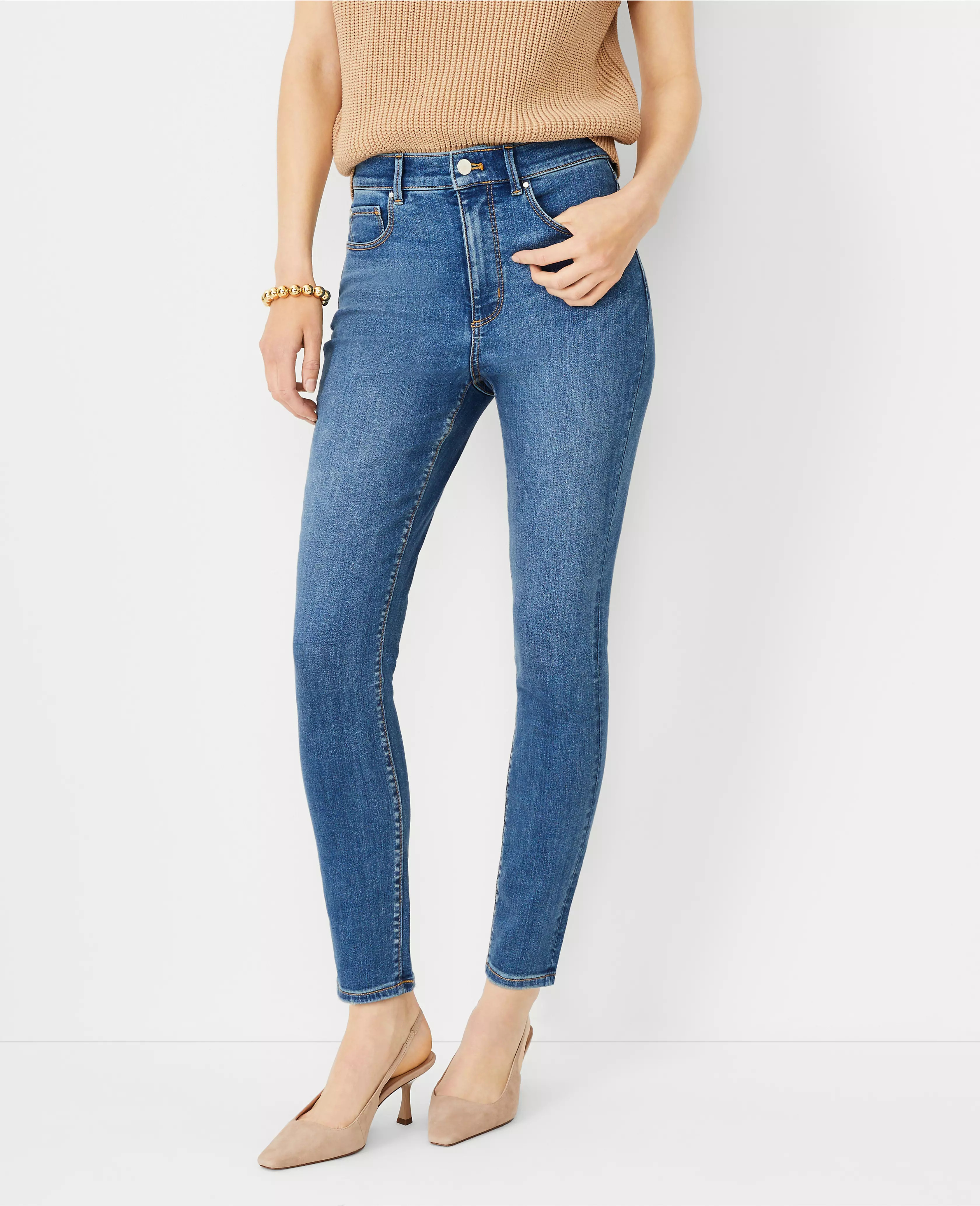 Petite High Rise Skinny Jeans in Classic Indigo Wash | Ann Taylor