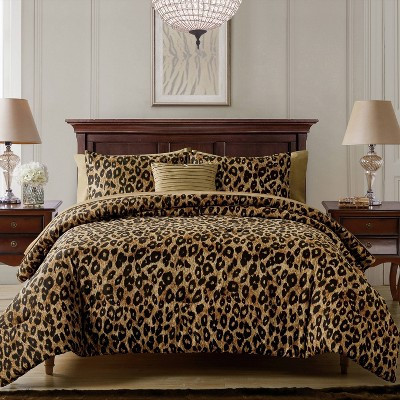 VCNY 8pc Queen Cheetah Reversible Comforter Set: Microfiber, Hypoallergenic, Includes Sheets & Decor Pillow | Target