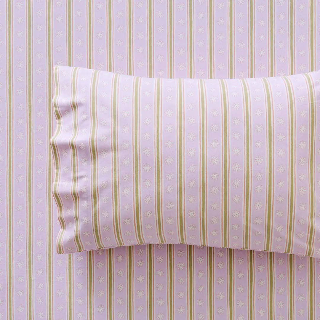 Daisy Stripe Flannelette Sheet Set | Bed Bath N' Table