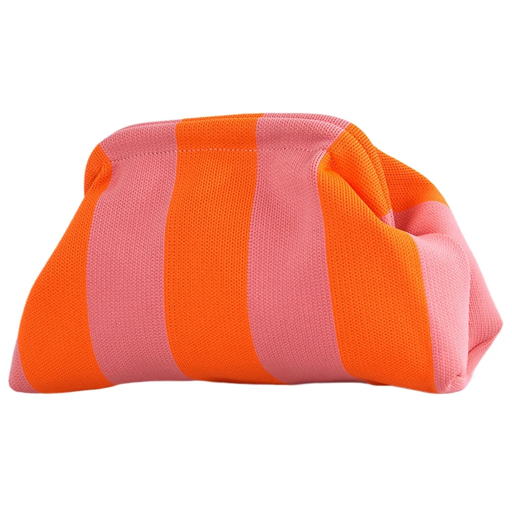 Women Knitted Clutch Purse Small Stripe Purse Woven Bag for Female (Pink Orange) | Walmart (US)