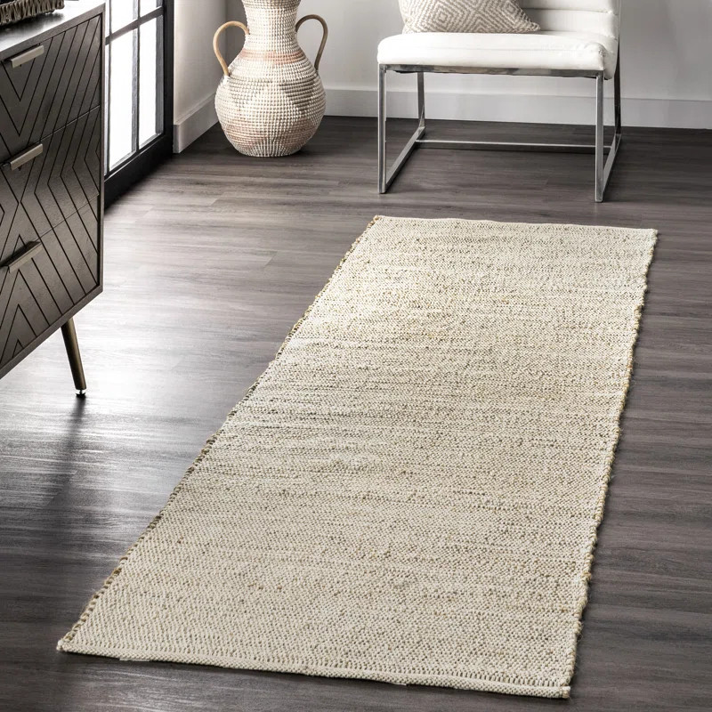 Helton Farmhouse Jute Blend Natural Tan Area Rug | Wayfair North America