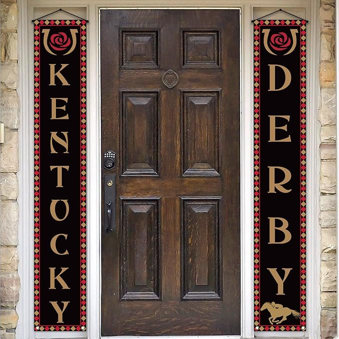 Kentucky Porch Banner Run for The Roses Horse Racing Themed Party Front Door Sign Wall Hanging Ba... | Amazon (US)