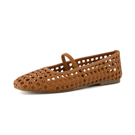 Cushionaire Women's Weavy Squared Toe Woven Ballet Flats with Memory Foam | Comfortable Mary Jane Flats for Women with Breathable Mesh Design | Wide Widths Available | Walmart (US)