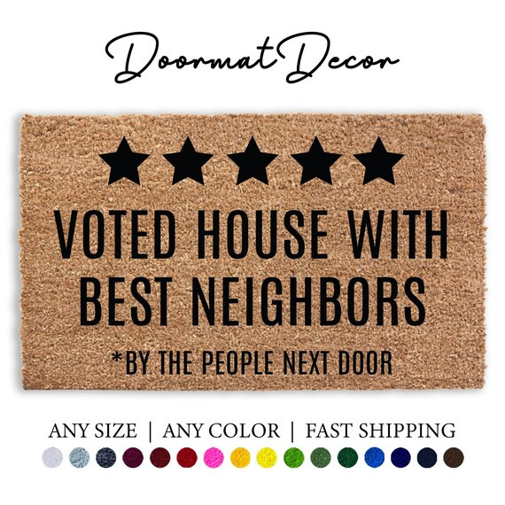 5-Star Review Doormat, Voted House With Best Neighbors, Funny Neighbor Gift, Outdoor Welcome Mat ... | Etsy (US)