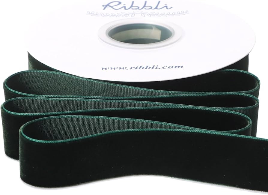 Ribbli Dark Green Velvet Ribbon 1 Inches Continuous10 Yard Spool Red Christmas Ribbon for Gift Wr... | Amazon (US)