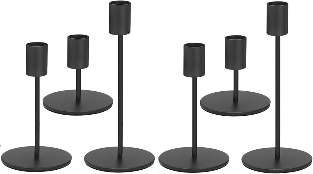 Set of 6 Black Candlestick Holders Black Candle Holder Black Taper Candle Holders Candle Holders ... | Amazon (US)