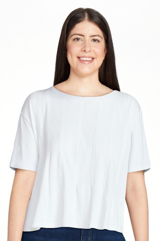 Scoop Women’s and Women's Plus Pleated Cropped Cotton Tee, Sizes XS-4X | Walmart (US)