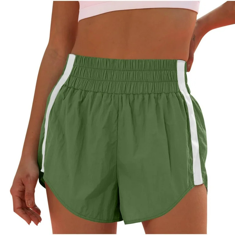 LWavelet Women's Side Stripe Athletic Shorts Elastic Waist Summer Shorts Army Green S,M,L,XL,2XL | Walmart (US)