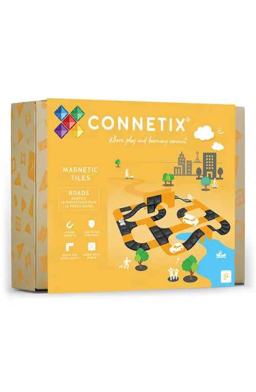 CONNETIX Kids' Roads Magnetic Tiles 16-Piece Ramps & Intersections Pack in Black at Nordstrom | Nordstrom