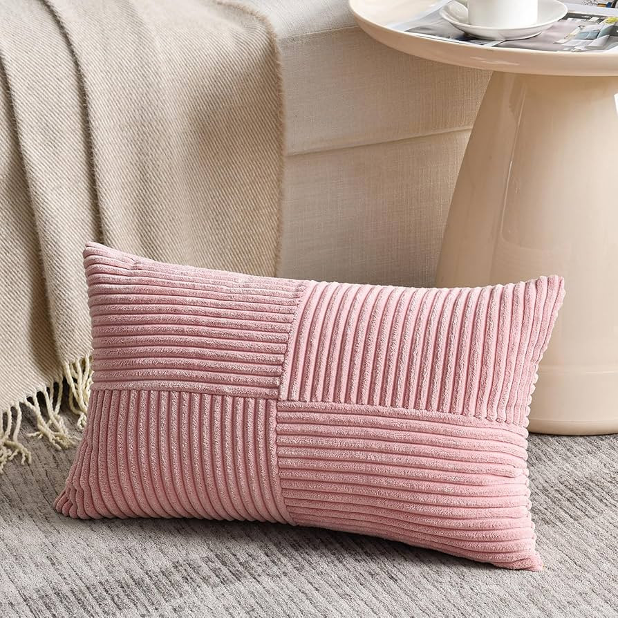 Fancy Homi Blush Pink Lumbar Decorative Throw Pillow Covers 12x20 Inch for Living Room Couch Bed,... | Amazon (US)