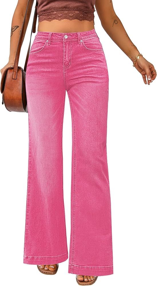 luvamia 2024 Wide Leg Jeans for Women High Waist Stretchy Classic Baggy Flare Jeans Denim Pants | Amazon (US)