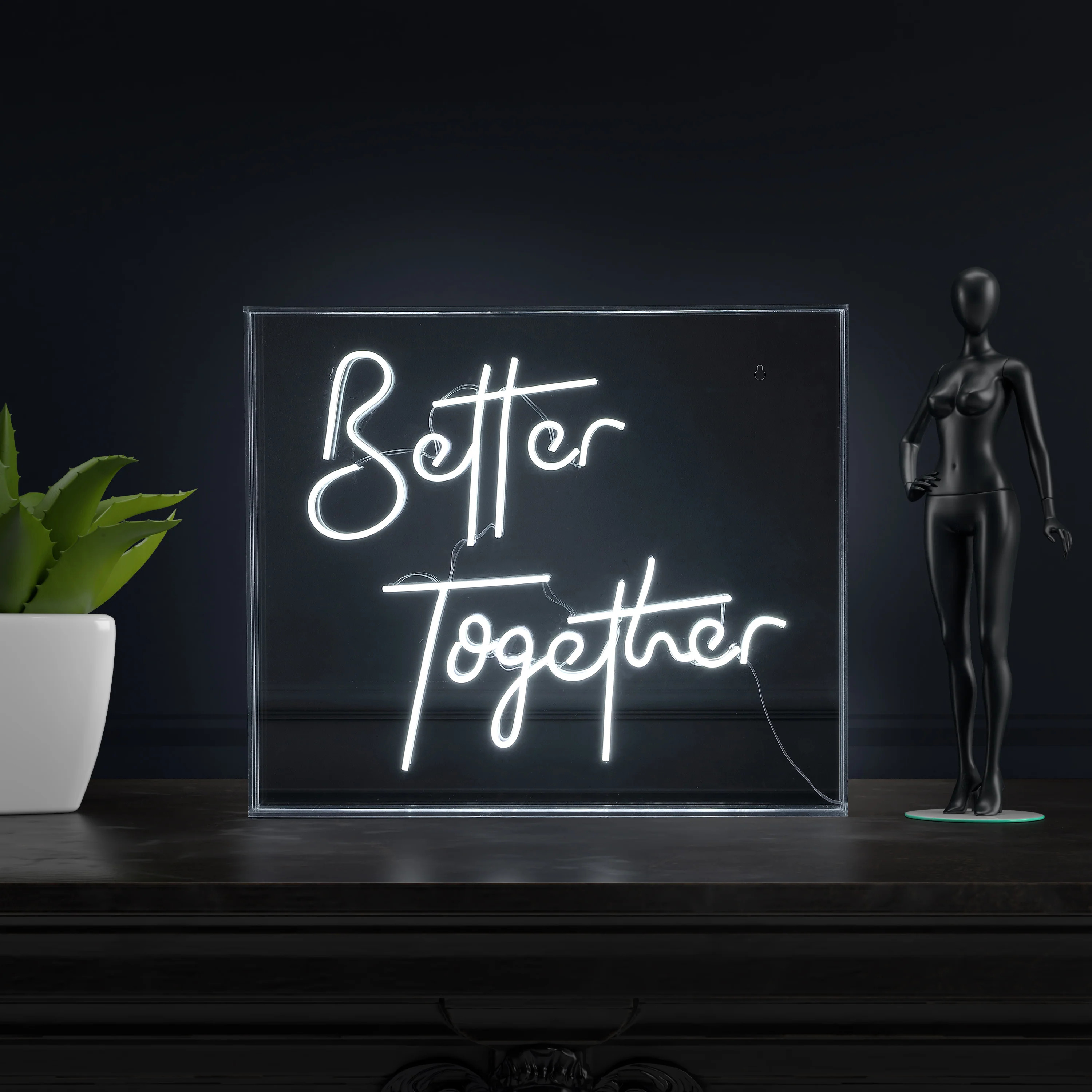 Better Together 23.63" X 20" Contemporary Glam Acrylic Box USB Operated LED Neon Light | Shop Simon