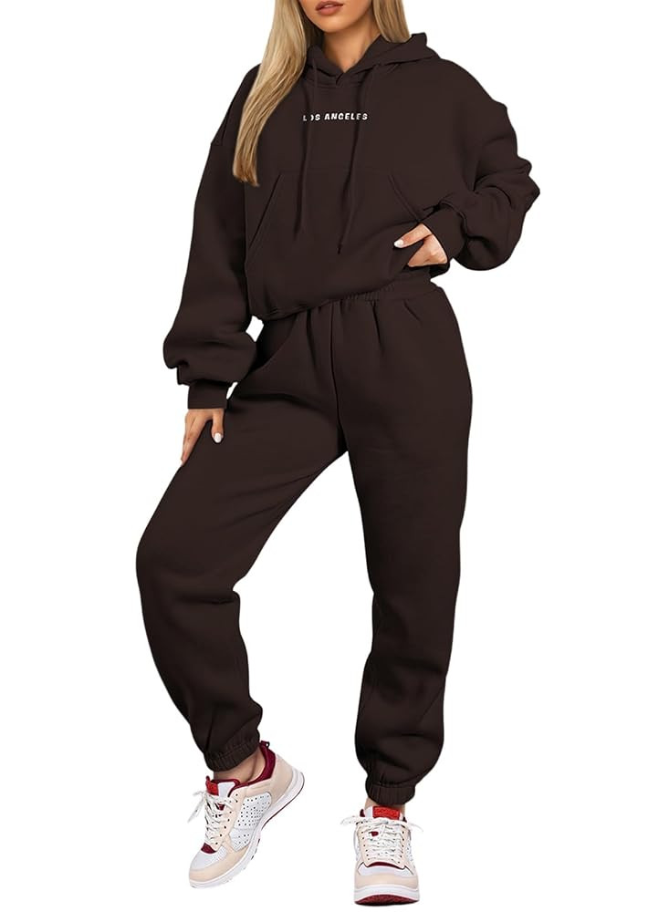 Herseas Womens 2 Piece Fleece Outfits Long Sleeve Crop Hoodie Sweatshirt with Jogger Pants Tracks... | Amazon (US)