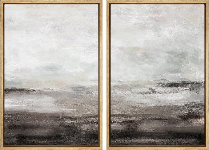MUDECOR Framed Wall Art Print Set Brown and Gray Grunge Paint Stroke Landscape Abstract Shapes Il... | Amazon (US)