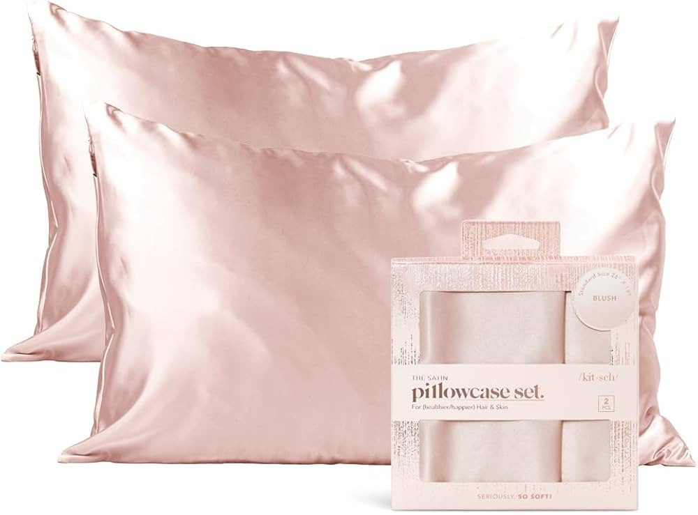 Kitsch Satin Pillowcase with Zipper for Hair and Skin Queen Size, Softer Than Silk Pillow Cases, ... | Amazon (US)