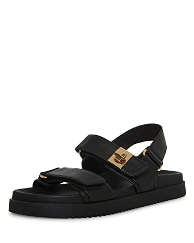 Steve Madden Women's Mona Sandal, Black Leather, 11 | Amazon (US)