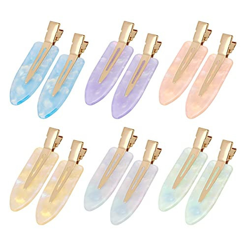 Leezmark 12 Pcs No Bend Creaseless Hair Clips for Women - Salon Styling Flat Clips for Makeup and Girls | Amazon (US)