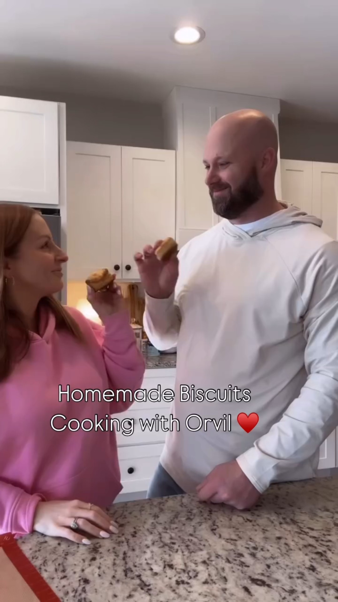 ♥️ Let’s Make The Best Biscuits ♥️ linking our outfits too!!! 

Guaranteed to be your favorite of all time! We are #cookingwithorvil again!! 

Ingredients:
2 cups all-purpose flour
spooned & leveled (250 grams)
1 tablespoon baking powder
¼ teaspoon baking soda
2 teaspoons sugar
1 teaspoon salt
6 tablespoons cold unsalted
buttercubed (85 grams)
¾ cup cold buttermilk plus more
for the tops of the biscuits (180
ml)

Instructions:
1. Preheat the oven to 450°F
(230°C). Line a large baking
sheet with parchment paper or a
silicone baking mat.
2. In a large mixing bowl, mix
together the flour, baking
powder, baking soda, sugar, and
salt. Add the cubed cold butter
and cut it into the dry
ingredients using a pastry cutter
or use a food processor, until
you have small pea sized pieces
of butter. Pour the cold
buttermilk into the mixture and
gently mix until the dough starts
to come together.
3. Scoop the dough onto a lightly
floured surface and gently work
it together with your hands. Pat
the dough into a rectangle and
fold it into thirds. Turn the
dough, gather any crumbs, and
flatten back into a rectangle.
Repeat the folding process two
more times.
4. Place the dough onto a lightly
floured surface and pat it down
into a 1/2-inch thick rectangle.
Using a floured 2.5-inch biscuit
cutter, cut out the biscuits. Make
to cut straight down, no twisting!
5. Continue to gather any scrap
pieces of dough, patting it back
down to 1/2-inch thickness, and
cutting it until you have 8 to 10
biscuits.
6. Place the biscuits on the baking
sheet touching each other.
Brush the top of each biscuit
with a little bit of buttermilk.
7. Bake for 15 to 17 minutes or until
lightly golden brown. Remove
from the oven and brush with
melted butter, if desired. Allow
to cool for a few minutes before devouring ♥️♥️♥️ share with your friends! Xo

#LTKFitness 

#LTKHome #LTKFindsUnder100