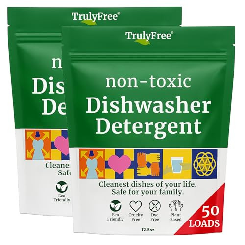 Truly Free Dishwasher Detergent Powder | Natural Dish Detergent, Dishwasher Soap | Plastic Free, Plant-Based, Clean, Heavy Duty Hard Water Stain & Grease Remover | Fragrance Free | 12.5 oz (Pack of 1) | Amazon (US)