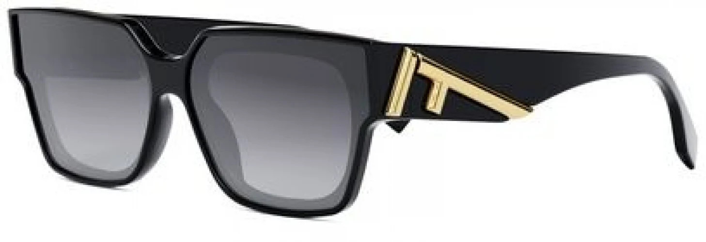 Fendi FE40099I Sunglasses 01B - Shiny Black - Gradient Smoke Unisex Square | Designer Optics