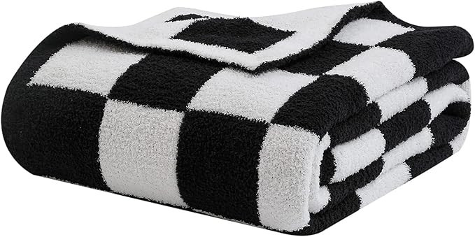 bearberry Fuzzy Checkerboard Grid Throw Blanket Soft Cozy Warm Microfiber All Season Blanket Deco... | Amazon (US)