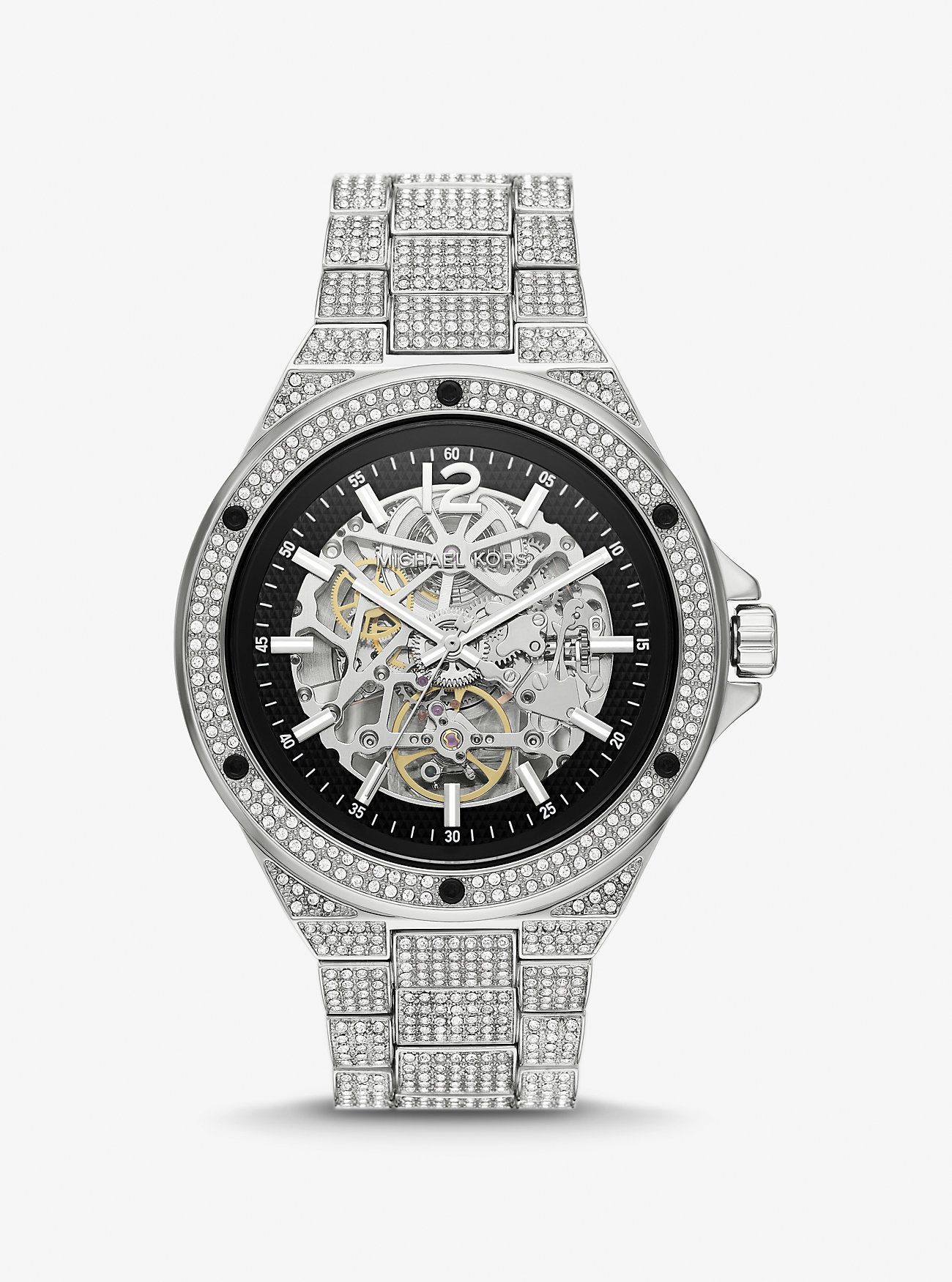 Limited-Edition Oversized Lennox Pavé Silver-Tone Watch | Michael Kors US