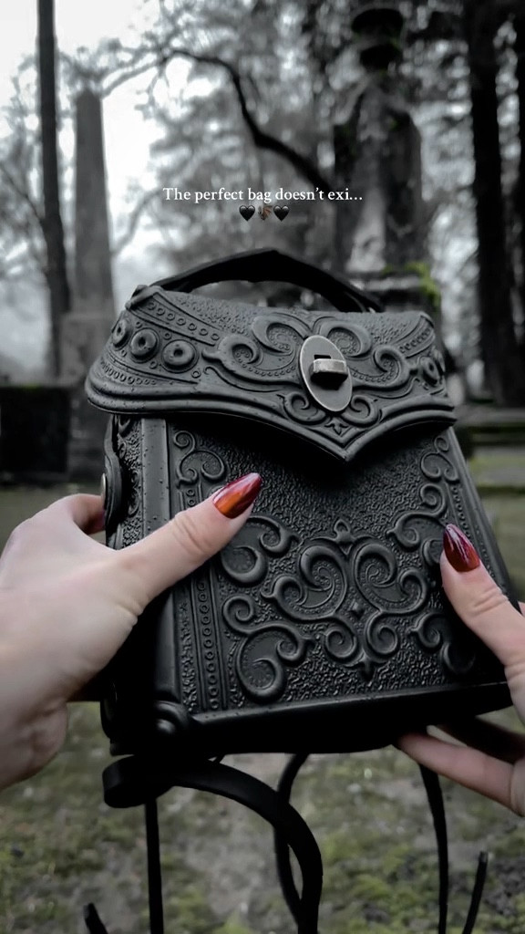 This bag is literally a dream 🖤 #halloweenlifestyle #gothgirl #gothaesthetic #spookyszn #spookyseason #vampiregirl #vampireaesthetic #gothbag