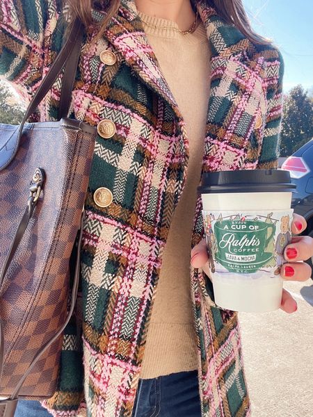 Ralph’s Coffee and Office OOTD 🤎 My favorite plaid blazer from last year is restocked!! So fun for this time of year! Wearing a size Small, runs TTS.  

#LTKfindsunder100 #LTKworkwear #LTKHoliday