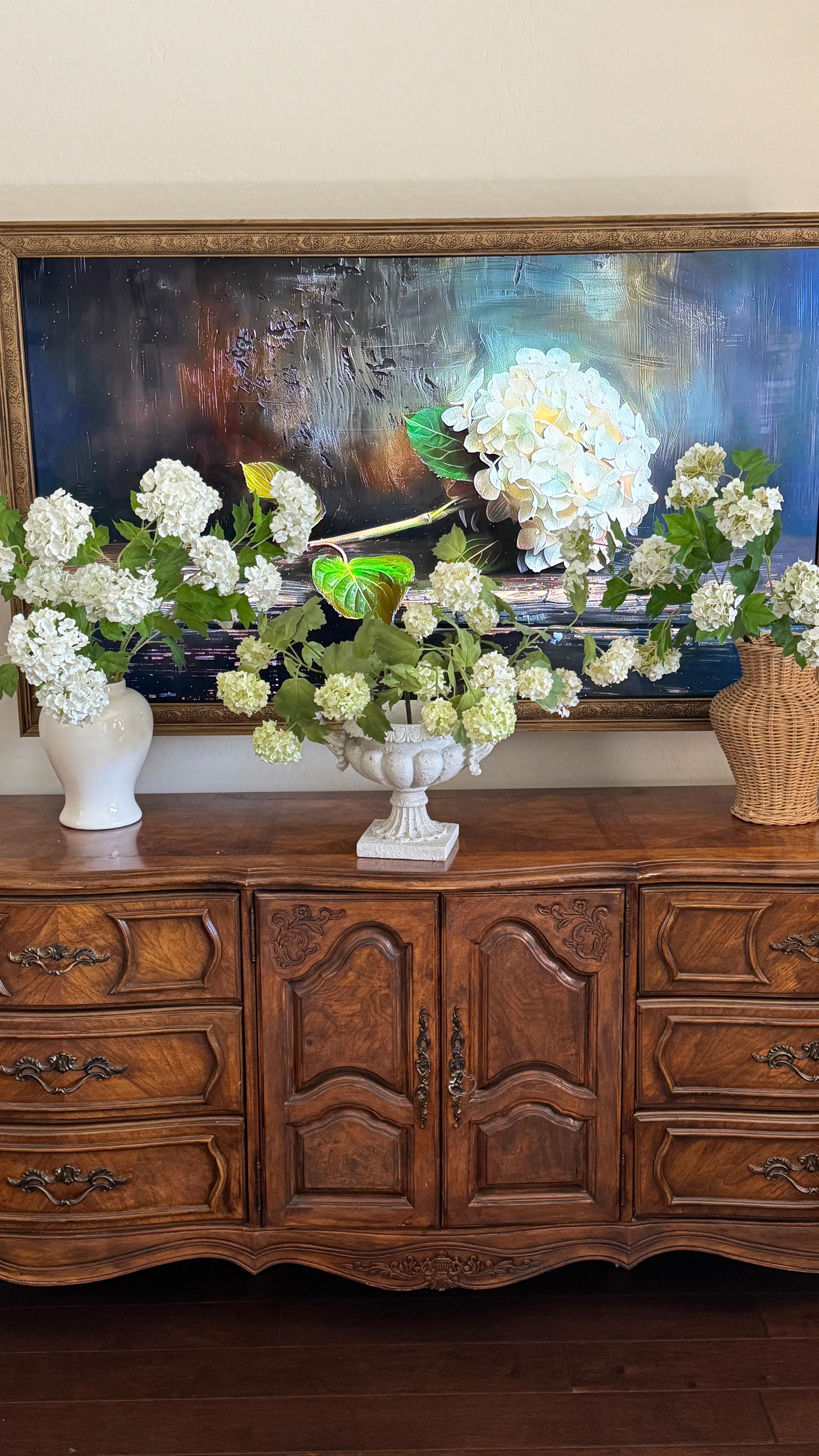 Snowball Hydrangea Price & Quality Comparison. 

Do you prefer Budget-friendly or investment fauxs? I love them all for different reasons. 

Afloral has the best overall quality in terms of likeness in the coloration of the leaves, placement of snowballs themselves and tweak-ability. It’s an investment faux. 

Etsy is an incredible price and a VERY good realistic faux option for a budget-friendly option. Keep in mind, there’s often a shipping charge to consider too. 

Amazon is another great deal for the price, and you’re getting 2 stems for the price. Nice full snowball hydrangeas. Not as much color variation in the leaves, but overall, a good quality and nice materials used.

Faux florals, snowball hydrangea comparison, budget friendly faux, real touch faux floral, faux flowers, real touch hydrangea, real touch snowball hydrangea 

#LTKHome #LTKFindsUnder50