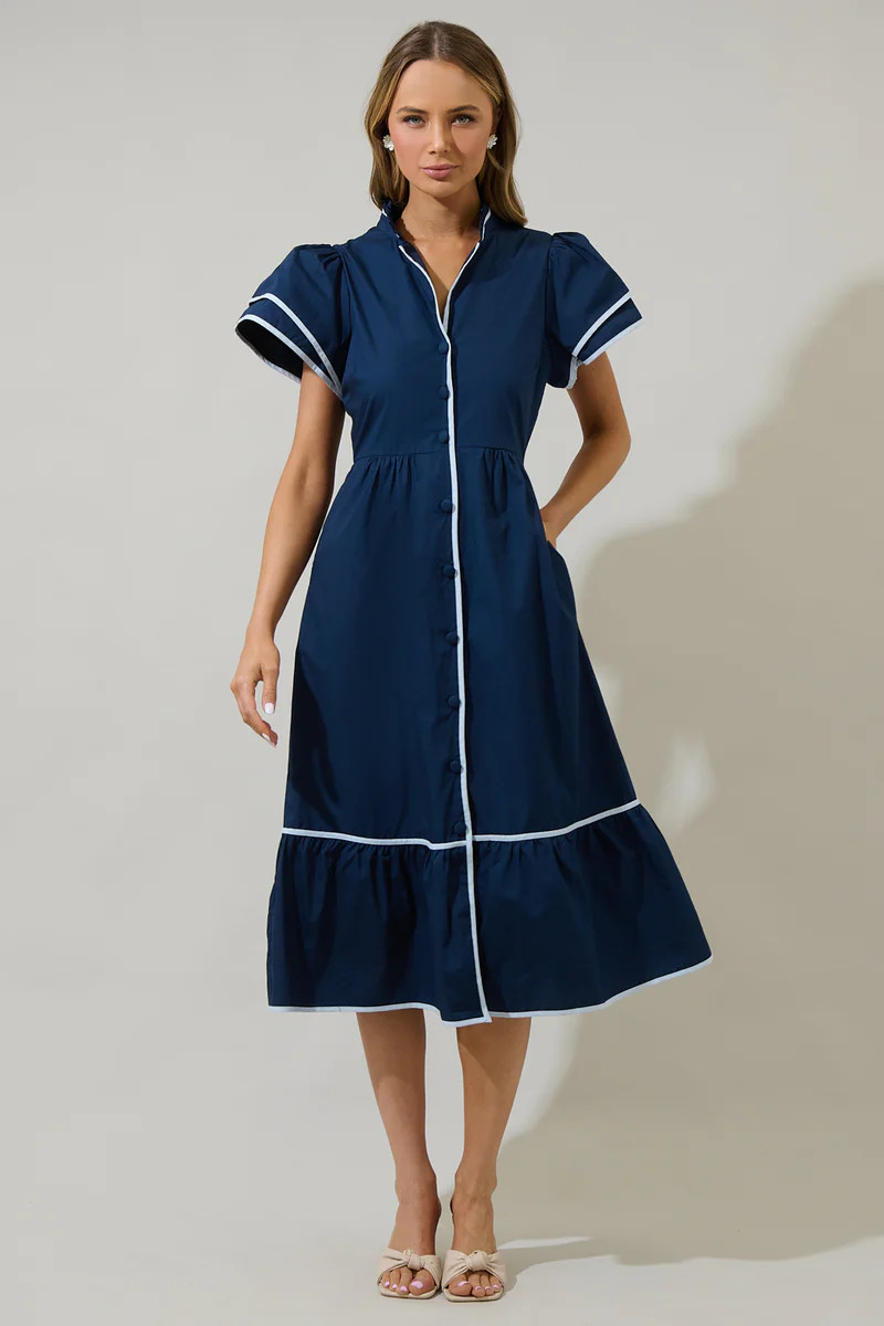 Davie Button Down Midi Dress | Sugarlips